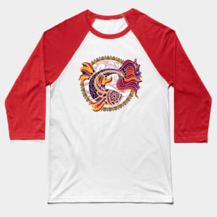 Artistic Fish Design Baseball T-Shirt